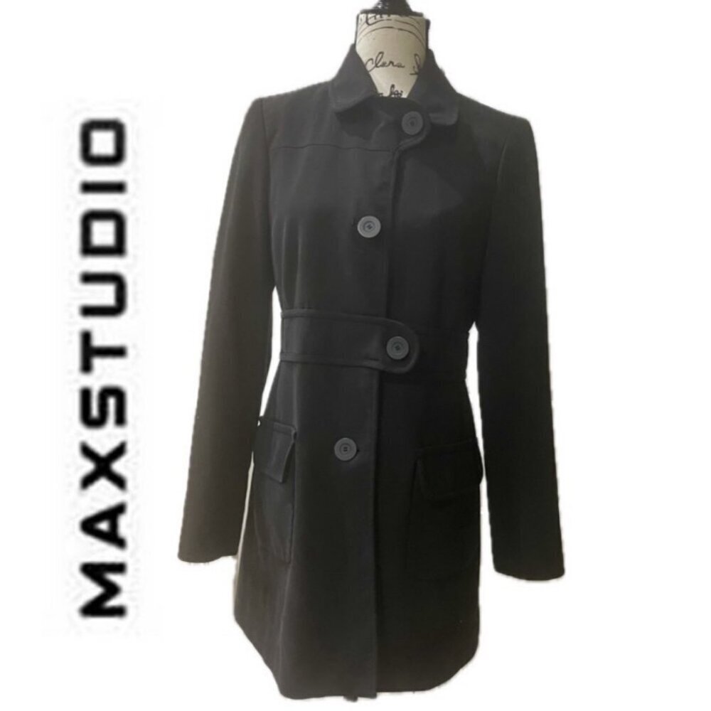 MAX STUDIO COAT BLAZER MILITARY STYLE MINIMALISTIC SIZE 0 Run XSMALL GOTH CORE